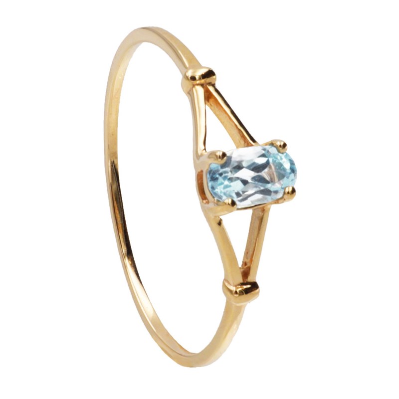 Bague Femme - aigue marine - Or 18 Carats
