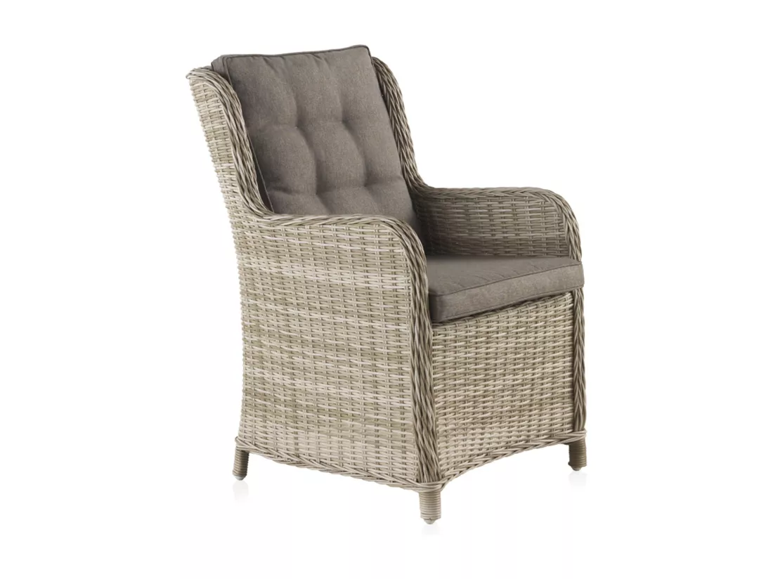 Fauteuil en aluminium et fibre marron clair et coussins marron clair