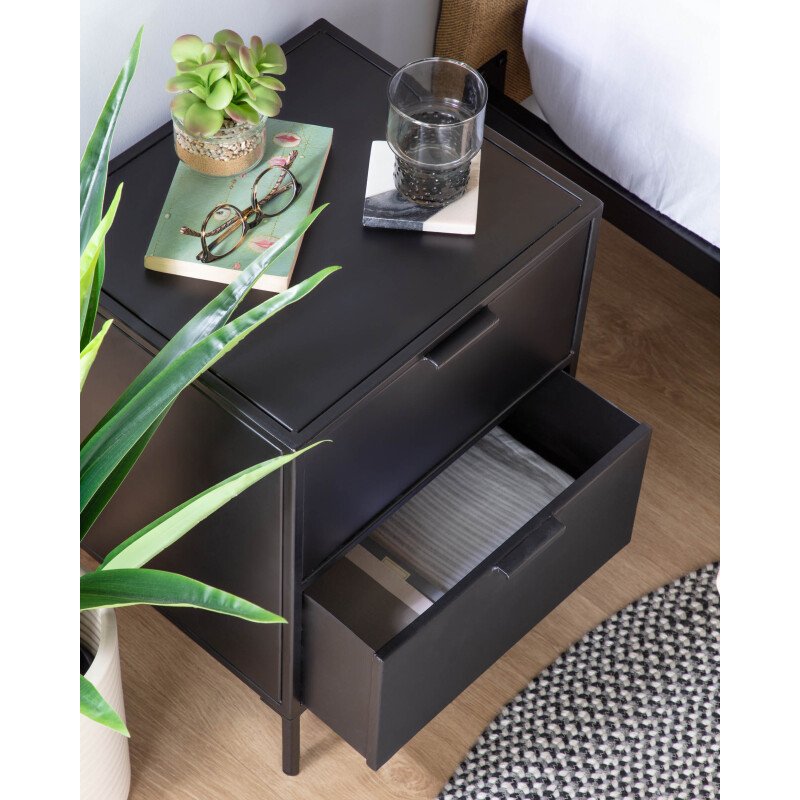 Table de chevet Shantay en acier finition noire 40 x 50 cm