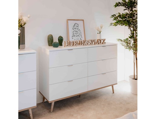 TERRE DE NUIT - Commode 6 tiroirs blanc - co7781-2