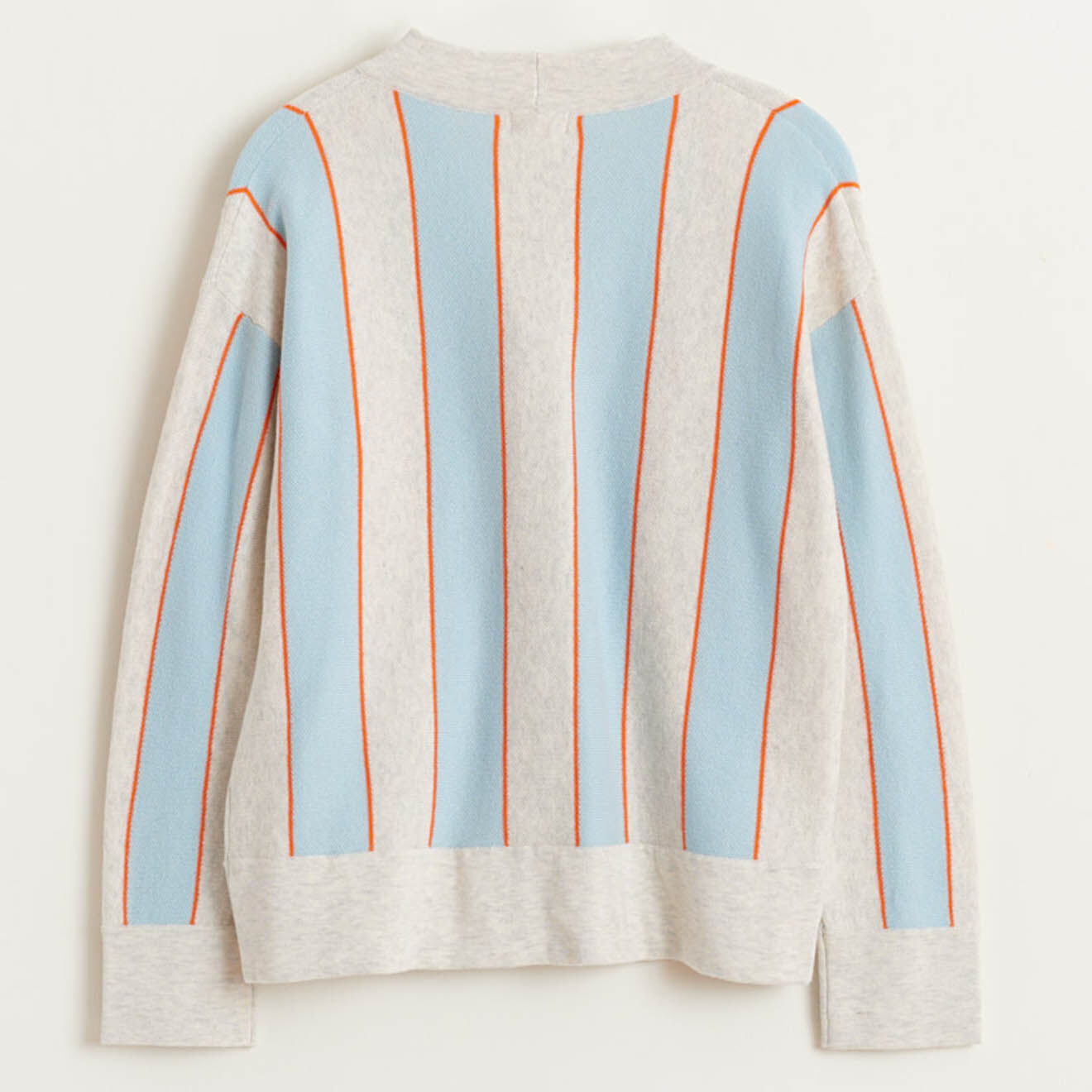 Bellerose Cardigan en Maille de Coton Gemyr rayé gris/bleu