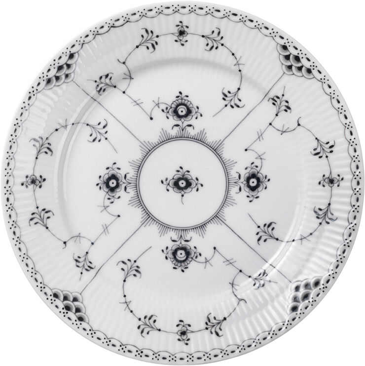 Royal Copenhagen Sort Musselmalet Halvblonde Tallerken 22 cm Hvid