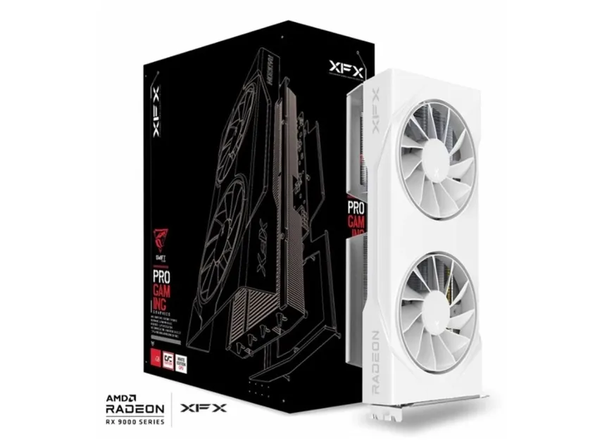 XFX RX-96TSW8GBQ, Radeon RX 9060 XT, 8 GB, GDDR6, 128 Bit, PCI Express x16 5.0, 2 blæser(e)