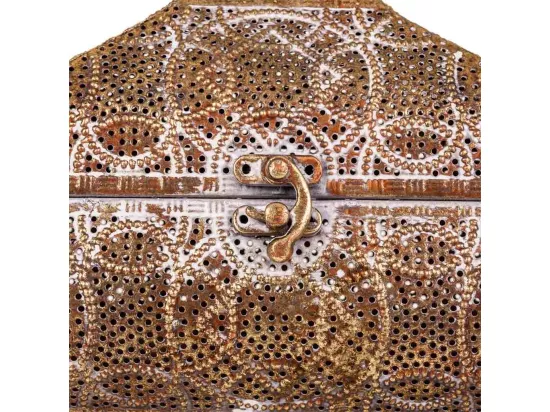 Boîte à bijoux en métal doré 23x16x18h