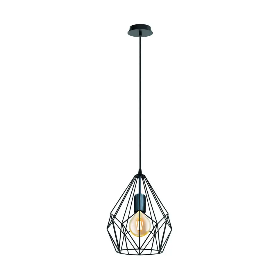 EGLO Carlton hanglamp - E27 - 1 lichts - 23,5cm - Staal - Zwart