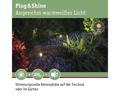 Paulmann Plug & Shine LED Tuinspot Uitbreidingsset IP65 3x2,5W 3x90 lm 3000K Plantini antraciet 230/24V 3 stuks