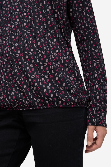 T-Shirt, allover Print, Rundhals, Langarm, OEKO-TEX