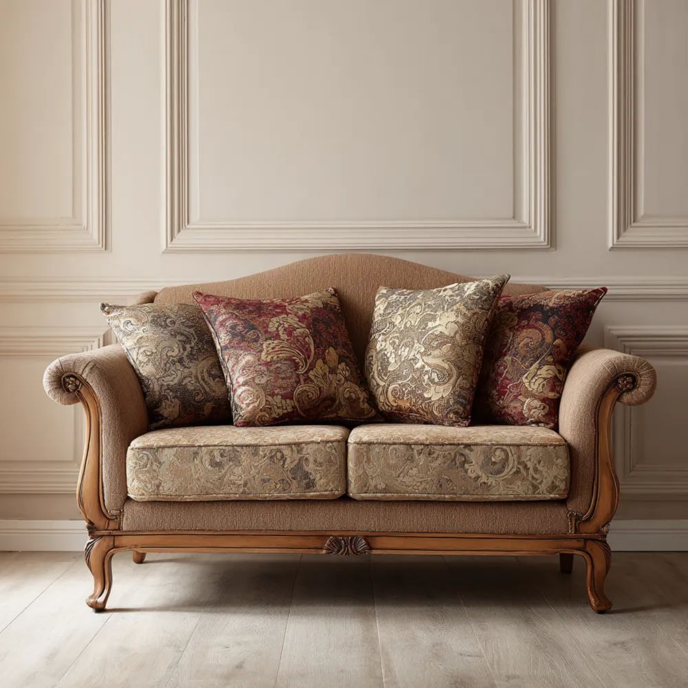 2-Sitzer-Sofa Barock Stil Stoffpolsterung 160x90x80 cm - Beige/Braun -