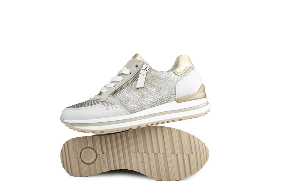 Gabor Sneaker Raffia Beige Offwhite Platin