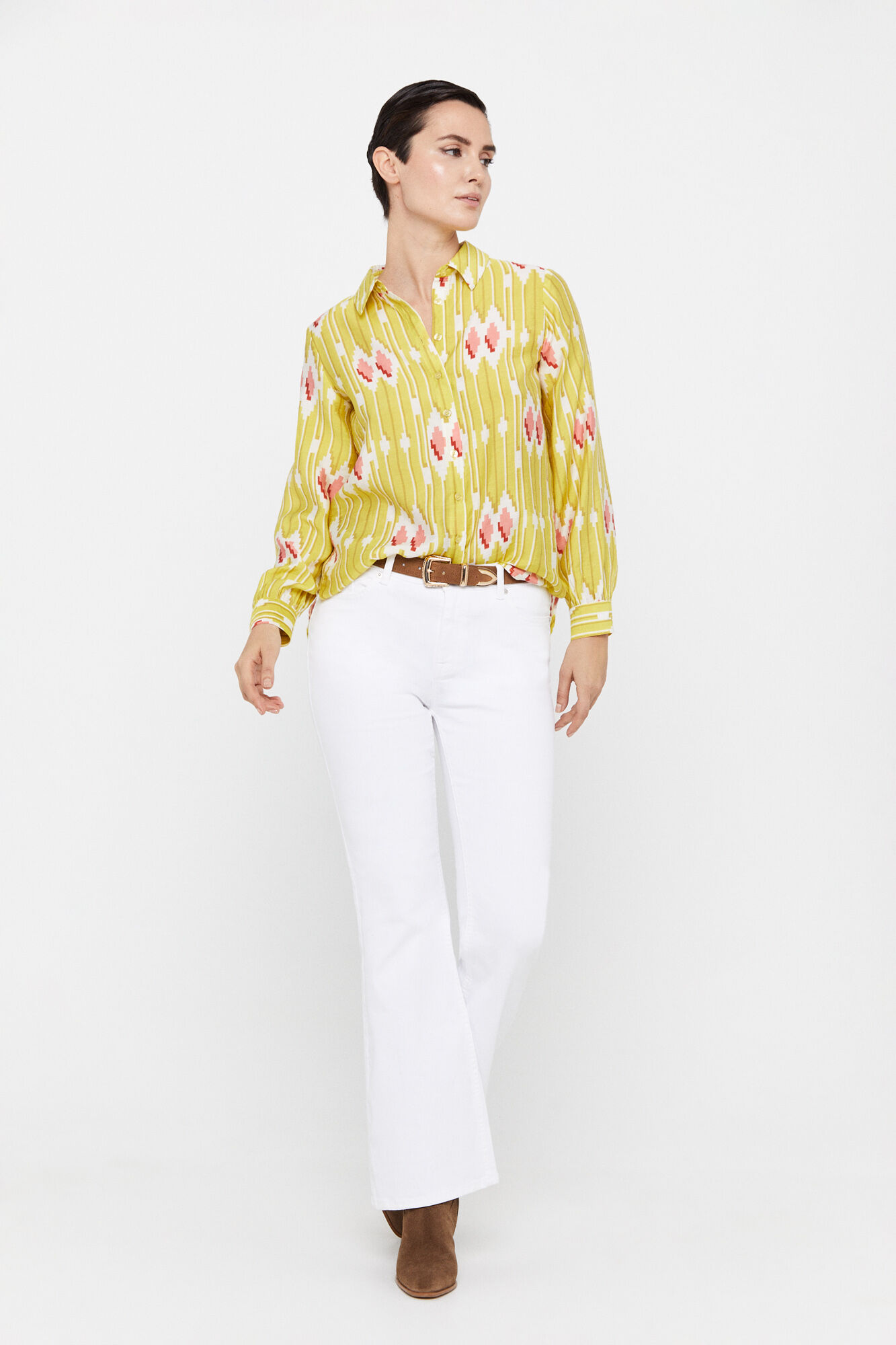 Camisa fluida - Estampa amarela