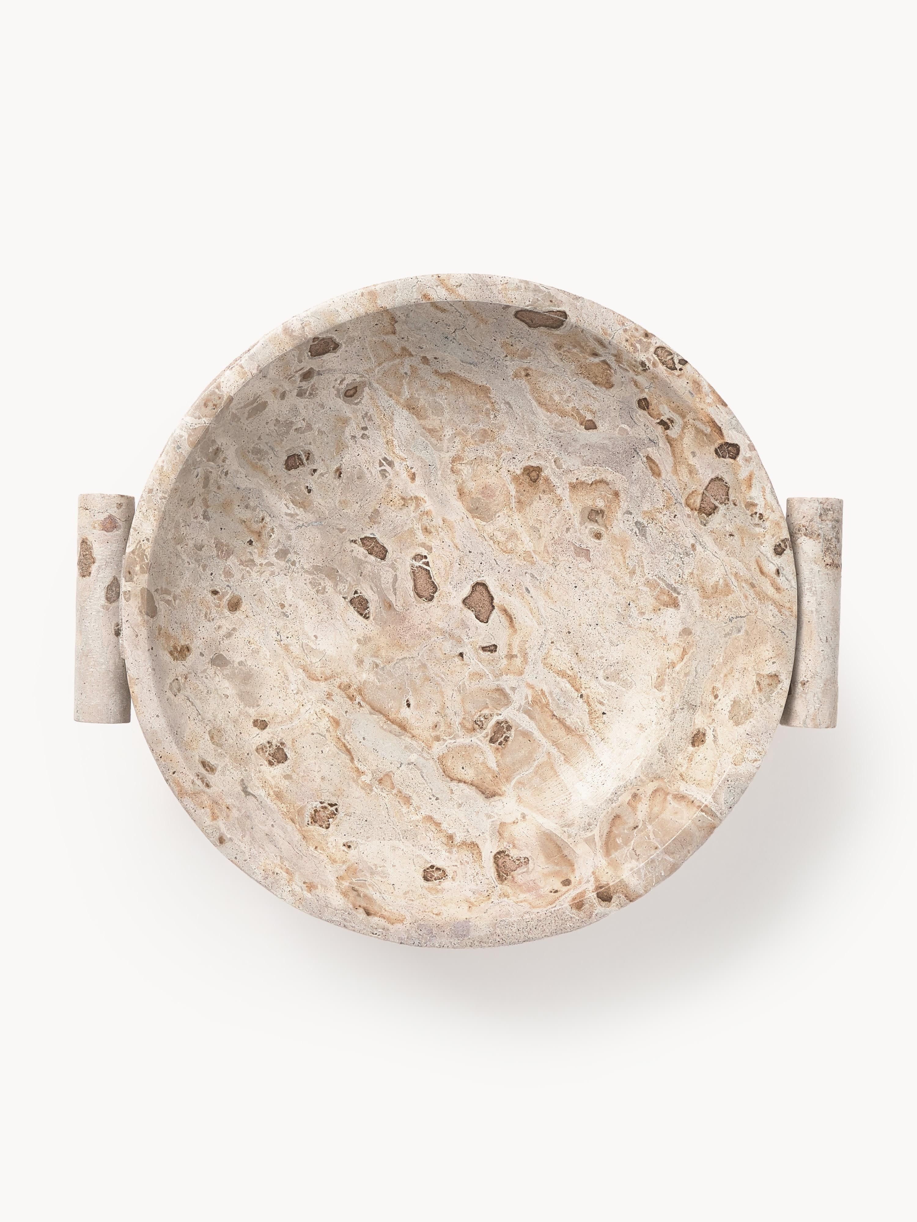 Decoratieve schaal Fossil van marmer, H 10 cm