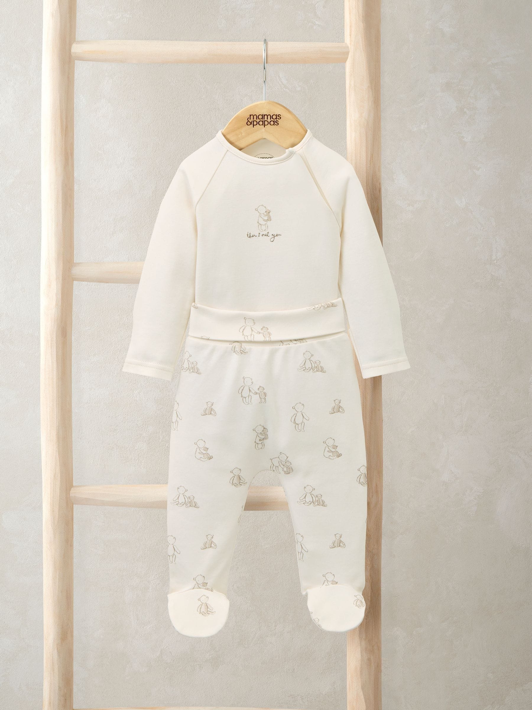 Mamas & Papas Teddy Bear Print Bodysuit and Bottoms Set