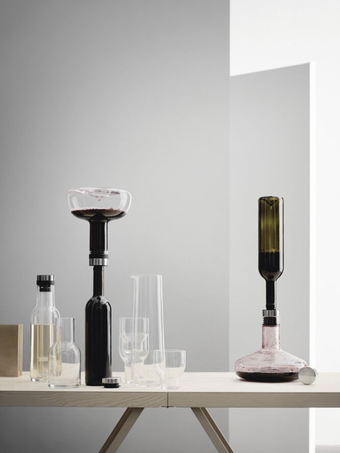 Audo Copenhagen Wine Breather, Clear/Steel Transparent