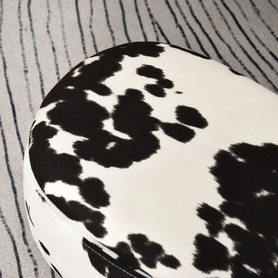 HOMCOM Kinderhocker im Kuh Design schwarz, weiß, natur