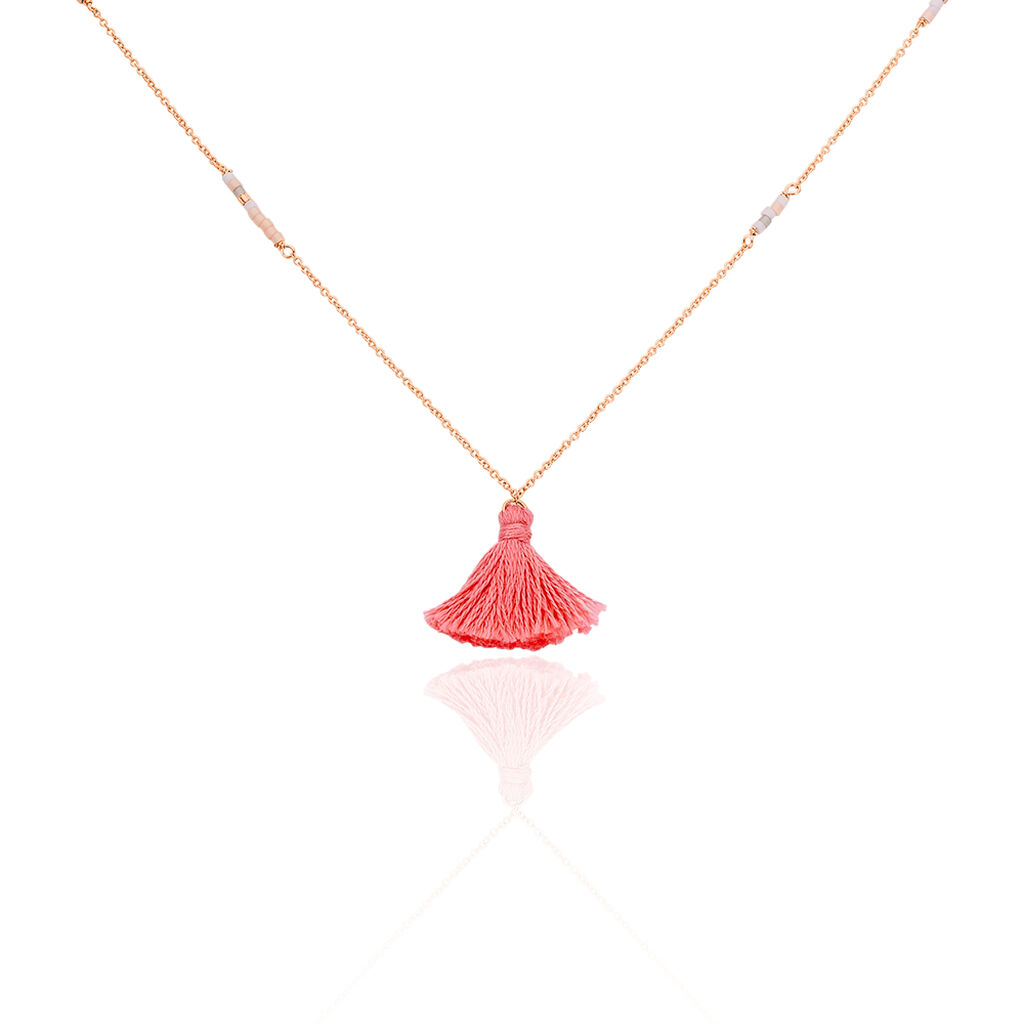 Collier Sautoir Ninon Argent Rose Perle D'imitation Et Chrysoprase