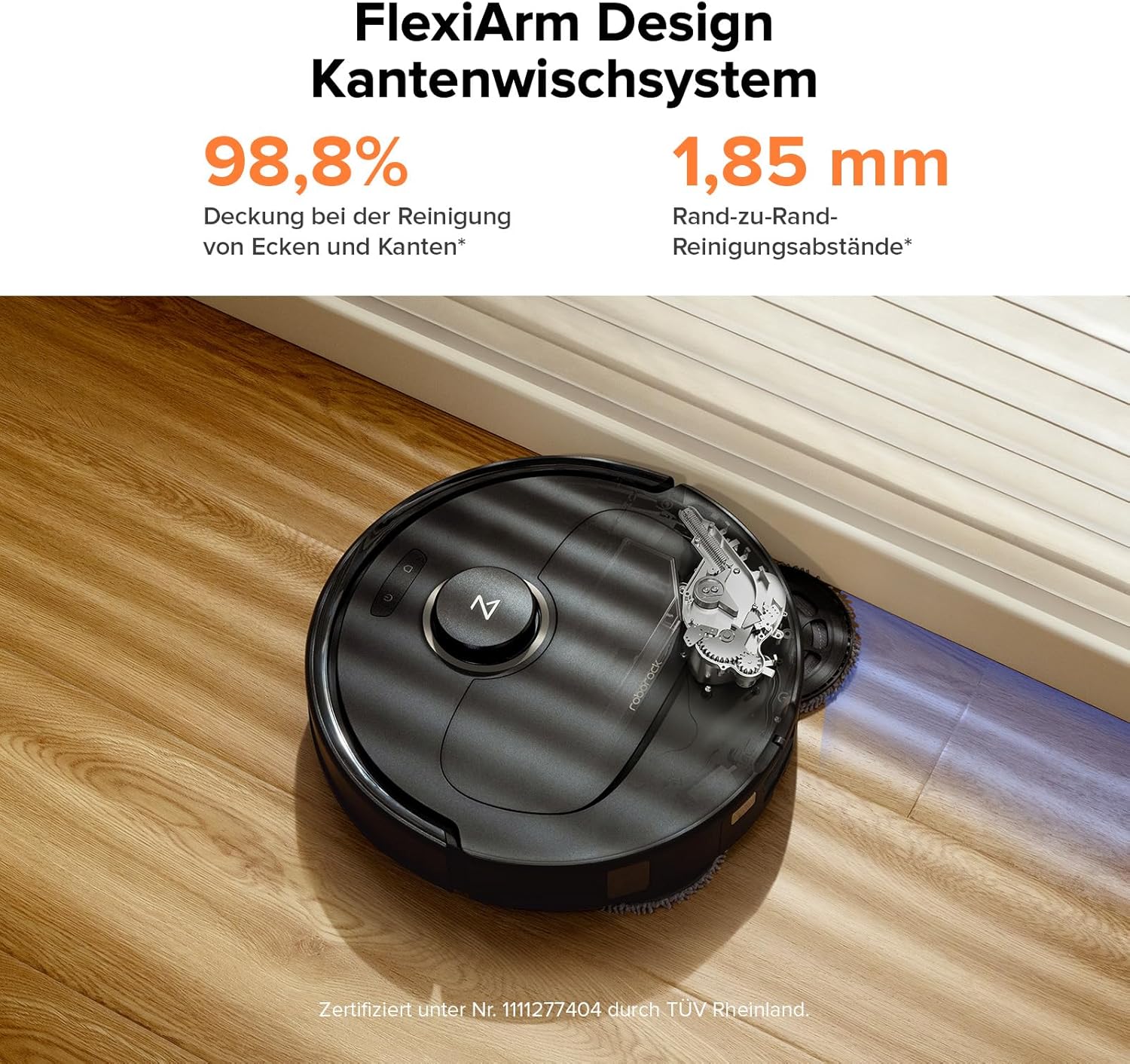 roborock Qrevo Pro Saugroboter mit Wischfunktion&Hebarem Wischmopp, FlexiArm Design Kantenreinigung, 7.000 Pa, 60 °C Heißwasser-Moppwäsche, App-Steuerung (Schwarz) (Generalüberholt)