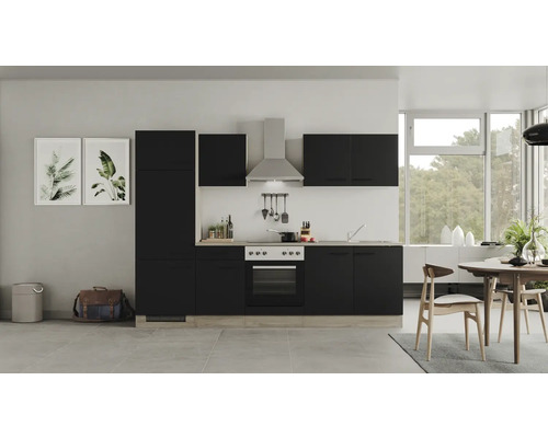 Flex Well keukenblok met apparatuur Capri 270 cm zwart mat gedemonteerd omkeerbaar uitvoering 00012601