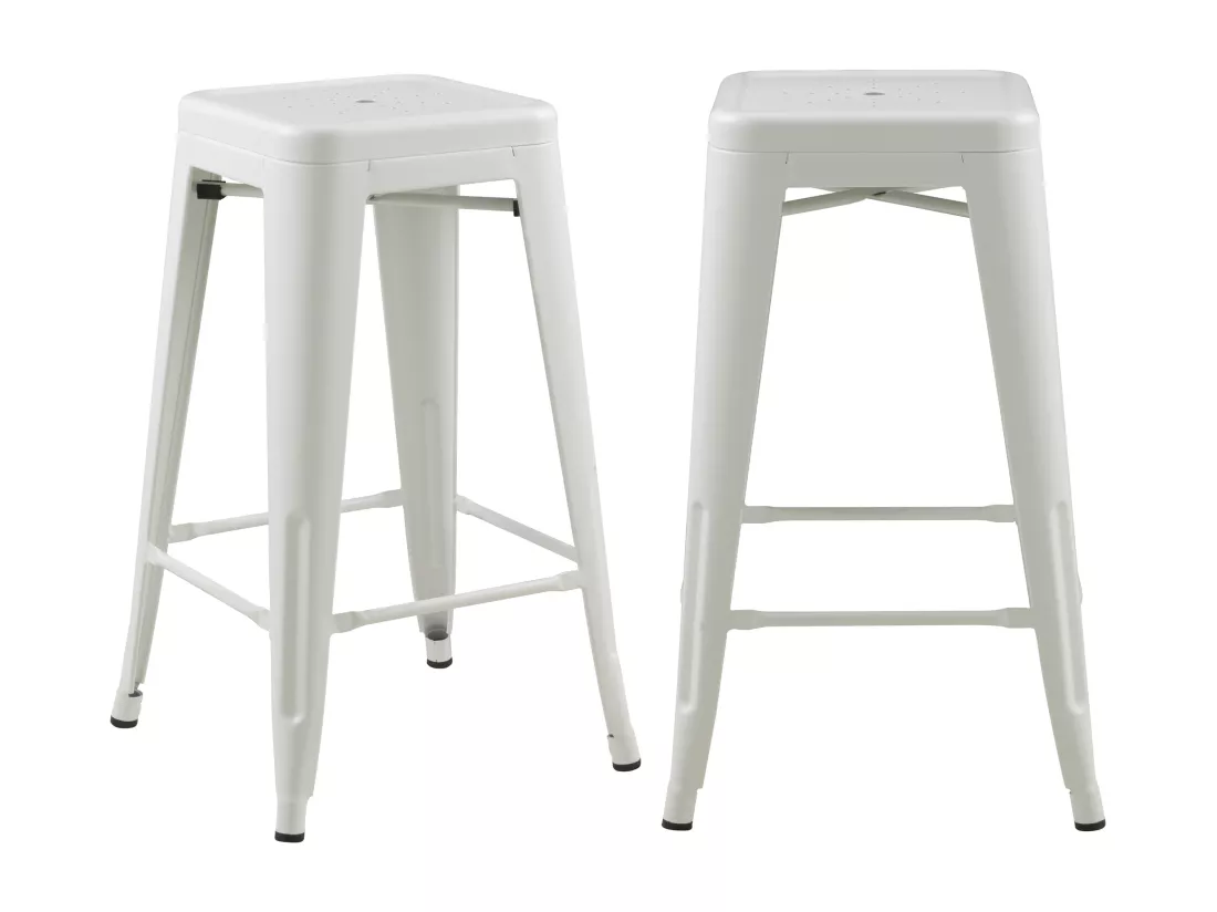Lot de 2 tabourets pour îlot central 66 cm en métal blanc mat - Indus