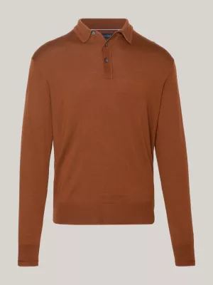 Suéter polo de lã merino fina