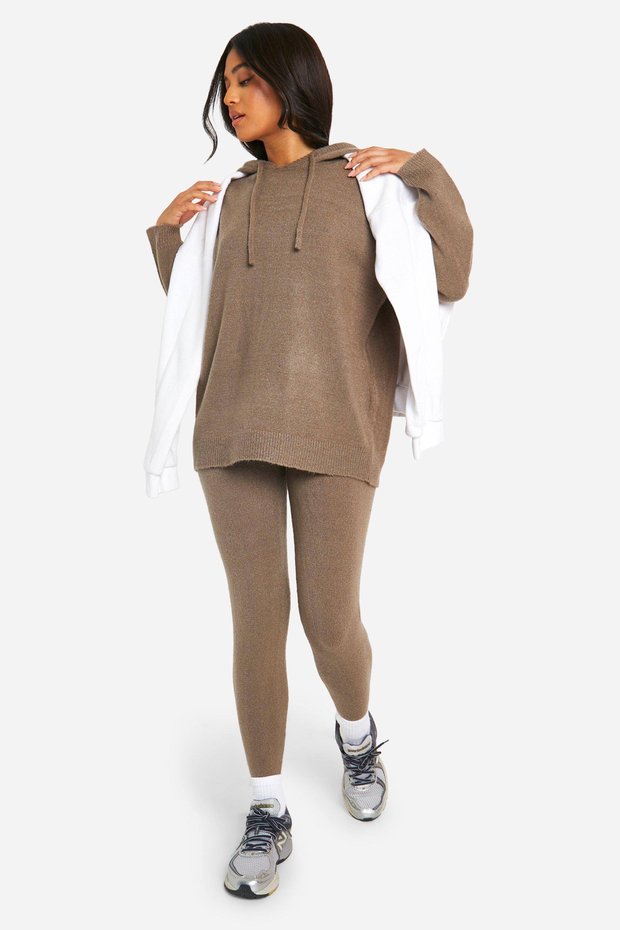 boohoo Petite ensemble coordonné en maille douce : Sweat à capuche et pantalon