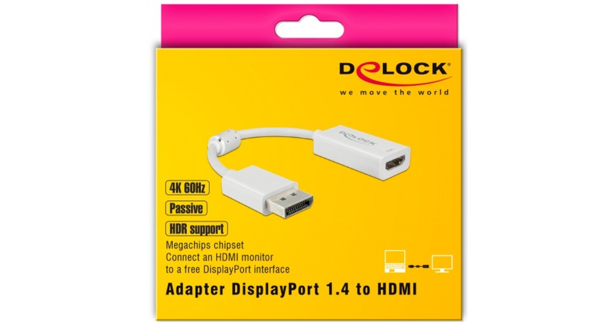DeLOCKDisplayPort 1.4 > HDMI adapter  (Wit, 0,1 meter, 4K)