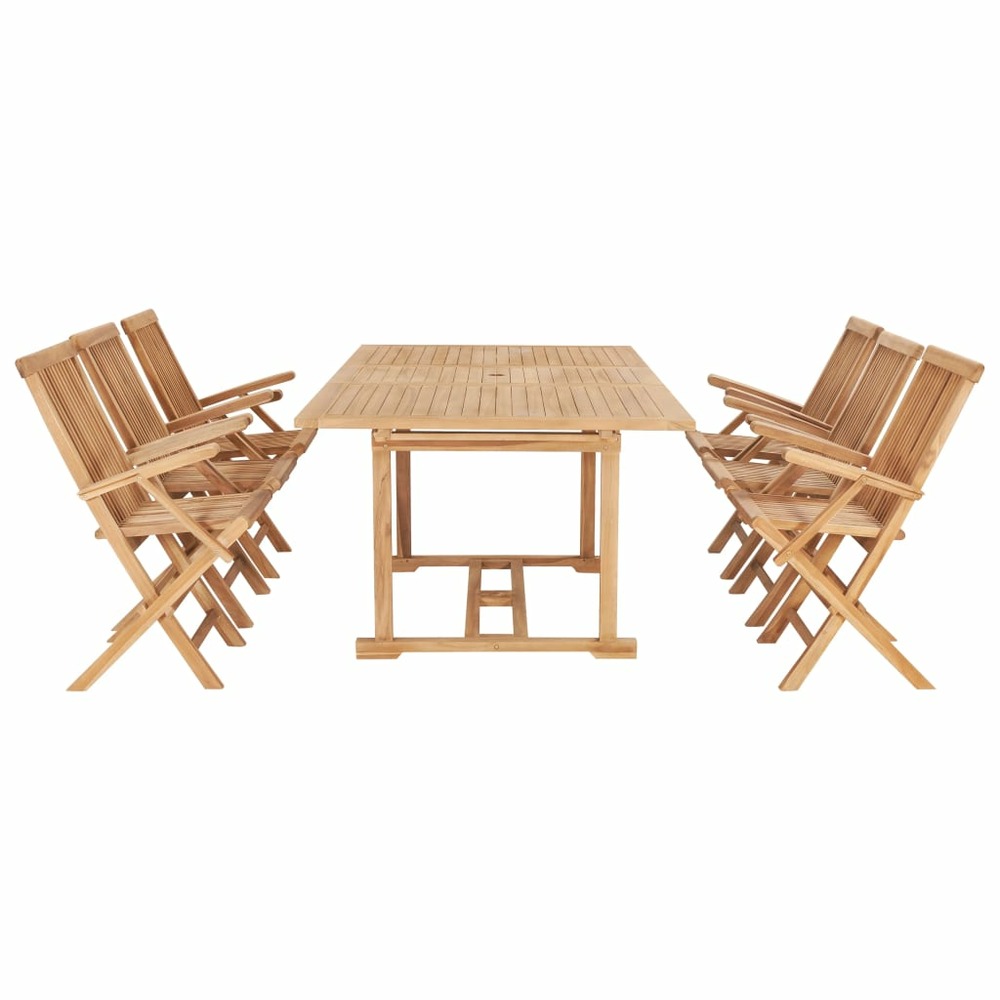 Meuble à dîner d'extérieur 7 pièces 150-200x100x75 cm teck massif