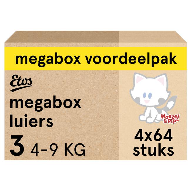 Etos Woezel & Pip Luiers Midi Maat 3 4-9 kg Megabox 4x64 stuks