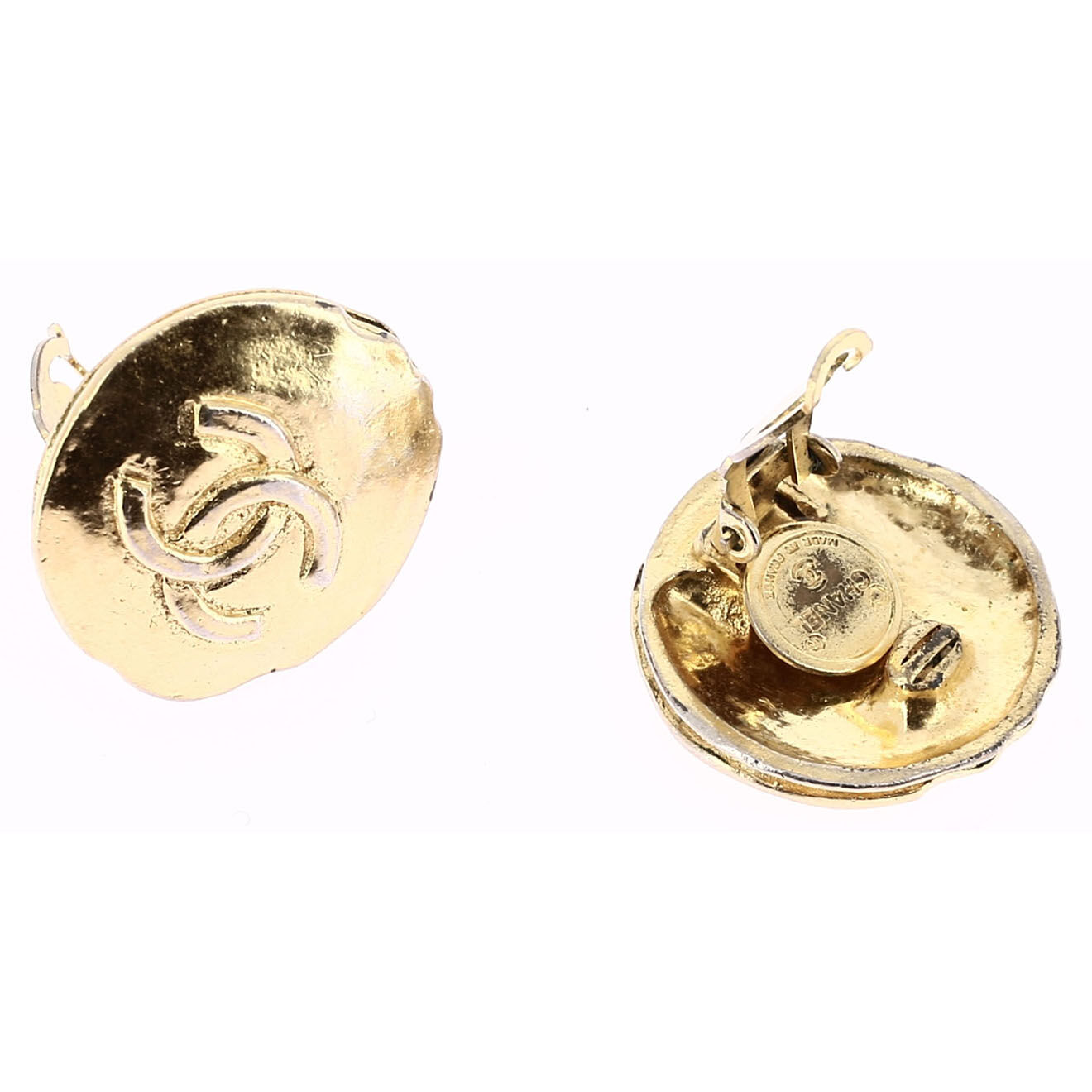 Chanel Boucles d'oreilles à clip dorées - Parfait état