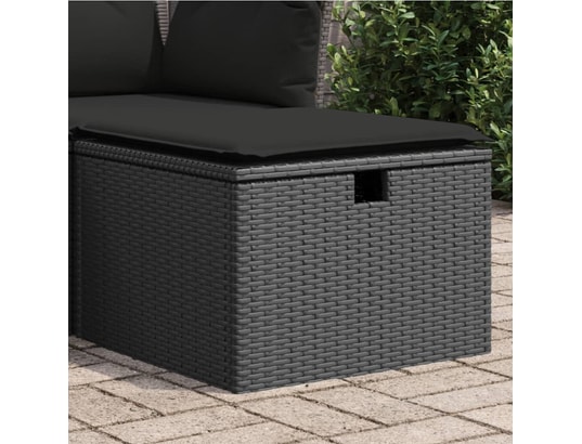 VIDAXL - Pouf Tabouret de jardin avec coussin noir 55x55x37 cm résine tres...