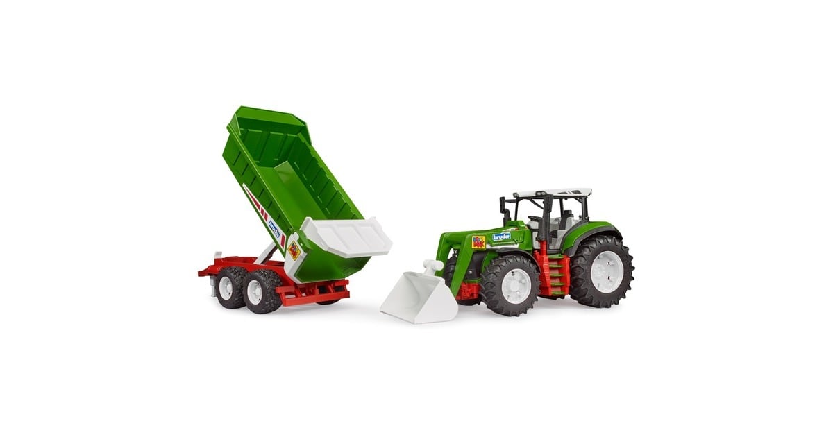 bruderRoadmax tractor met voorlader en aanhanger Speelgoedvoertuig