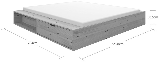 Home affaire Massivholzbett »Erno, OTTOs Choice, TOPSELLER, Stauraumbett Futonbett, 275KG belastbar« Breite/ Belastbarkeit: 120cm/275 KG, 180cm/275 KG,  mit Lattenrost, FSC® zertifiziert, viel Stauraum + Ablagen