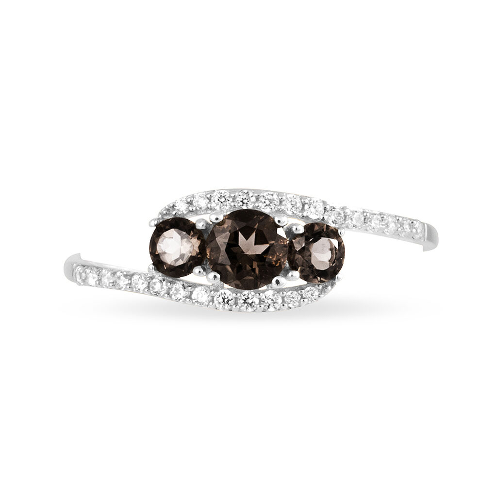 Bague Chloe Or Blanc Quartz Et Oxyde De Zirconium