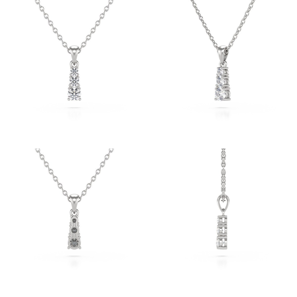 Collier Pendentif ADEN Or 585 Blanc Diamant Chaine Or 585 incluse 0.45grs