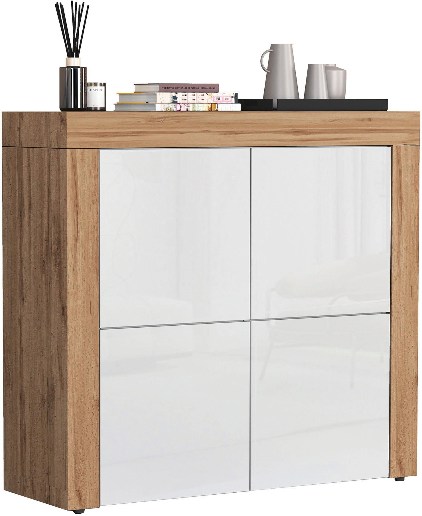 INOSIGN Highboard »CHRONOS Breite 140 cm mit 4 Türen und 8 Fächer 'Made in Italy'« 1 Stk. tlg. Hohes Sideboard, Kommode, Schrank, Grifflos mit Push to Open