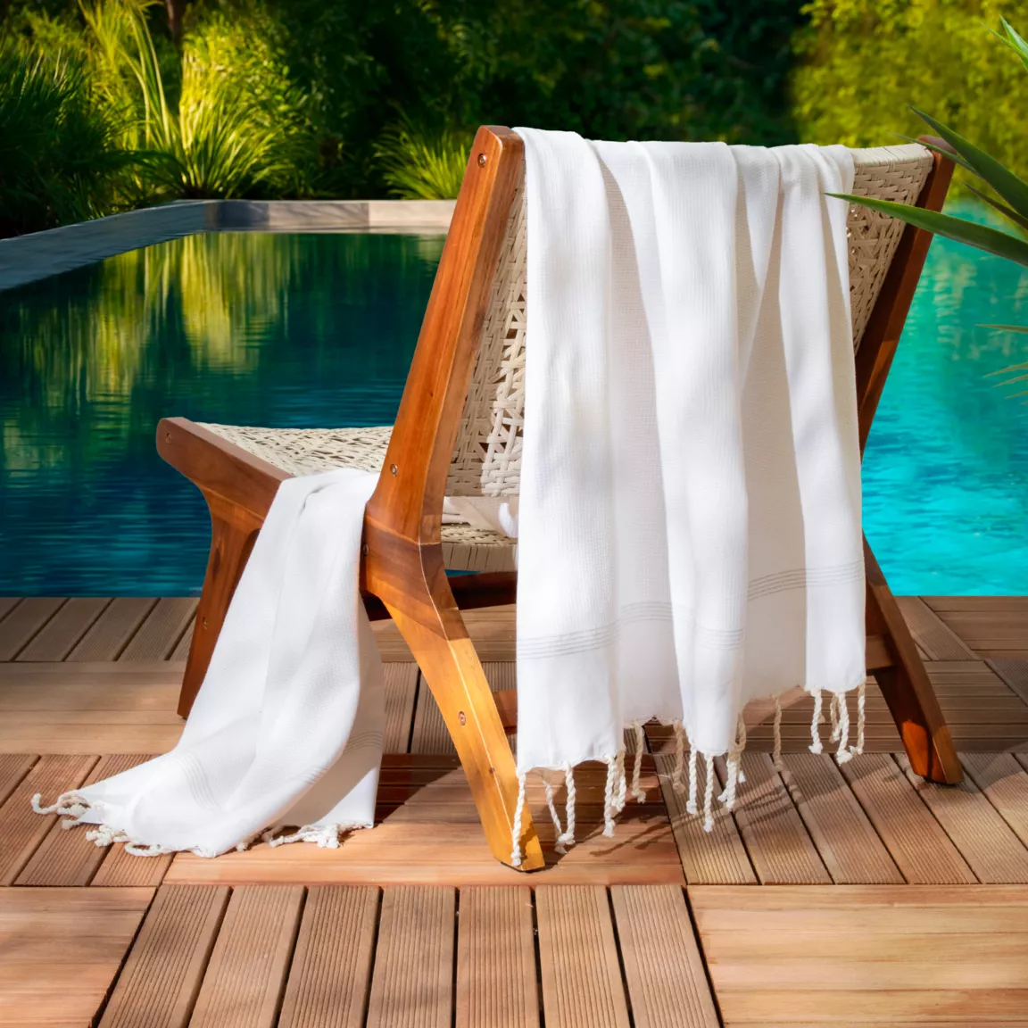 Fouta coton recyclé (100 x 200 cm) Beach Blanche