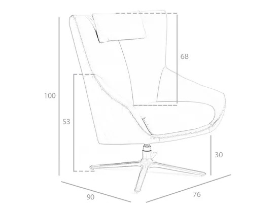 Fauteuil pivotant en cuir brun 5089 ANGEL CERDA