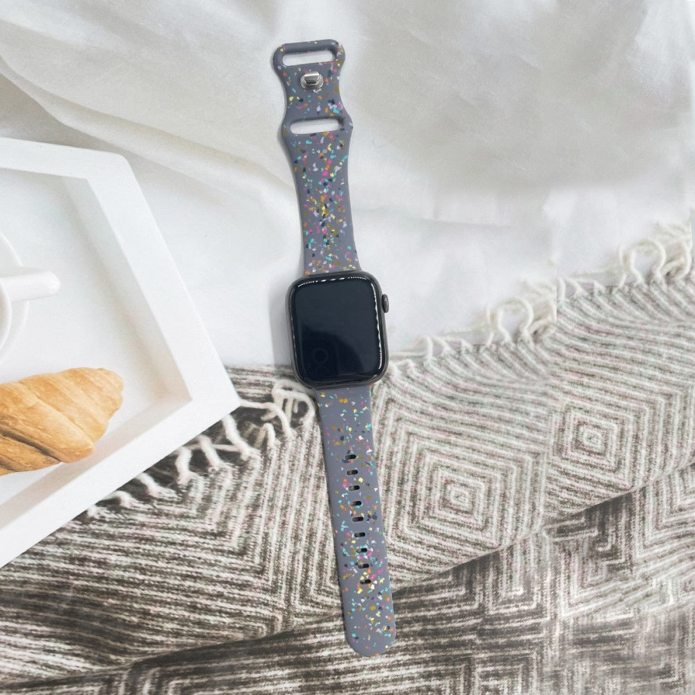 Apple Watch (49/46/45/44 mm) Ersatz Silikon Sport Armband Konfetti (Gelenkumfang: 135-235mm) - Blau / Grau