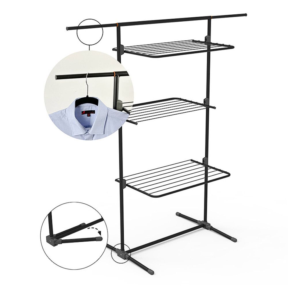 TØRKESTATIV RÖRETSTRIPLE PLUS 138x70x58 SVART