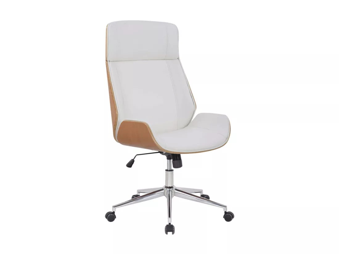 Fauteuil de bureau Varel - Bois naturel - blanc110.00