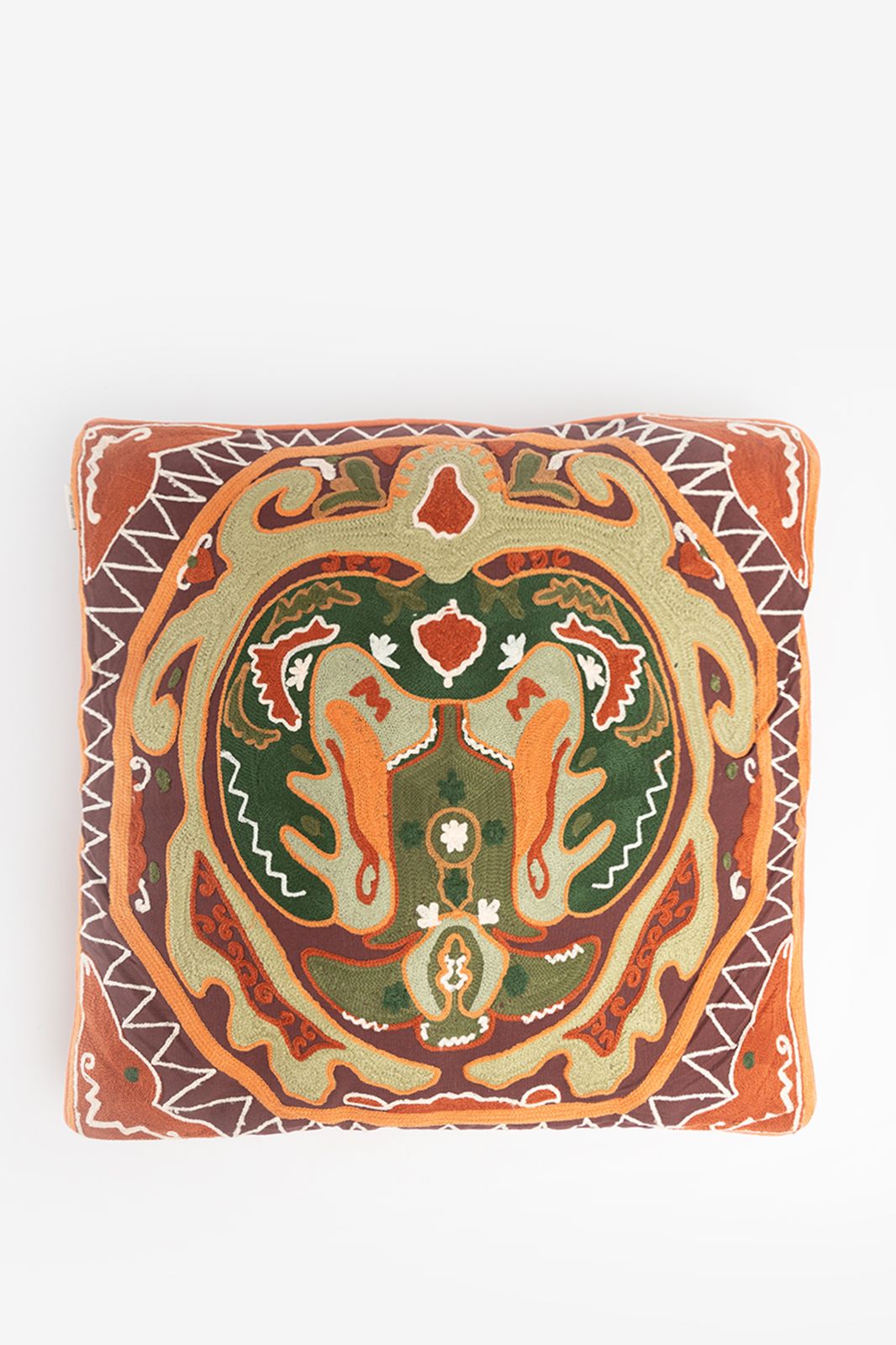 Multicolour kussen met borduurring