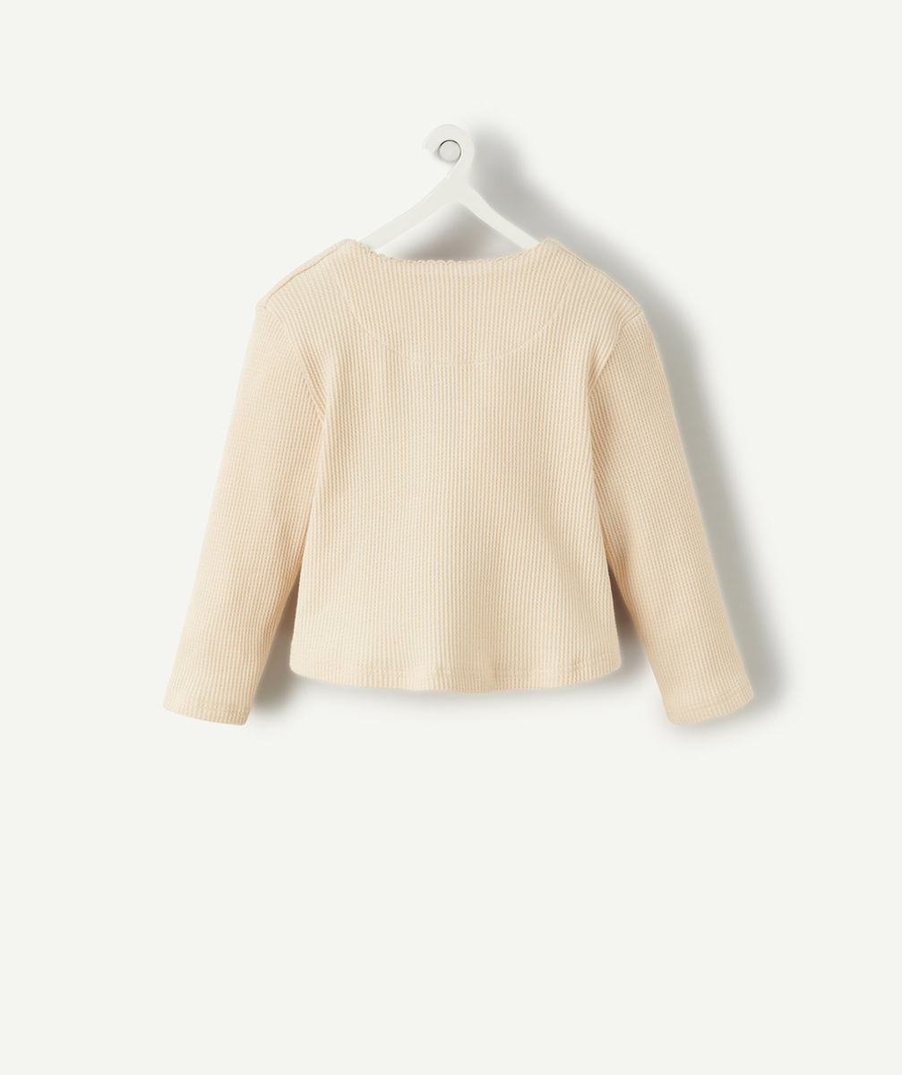 CARDIGAN CACHE-COEUR BÉBÉ EN COTON NID D'ABEILLE ROSE POUDRÉ