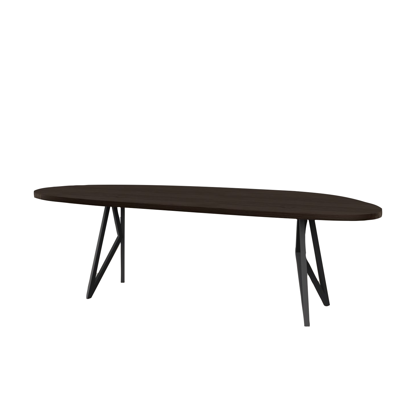 Studio HENK tafel Butterfly Blob - zwart frame, gerookte beits 200 x 100 | Gerookte Beits | Rechte Rand | Frame Zwart