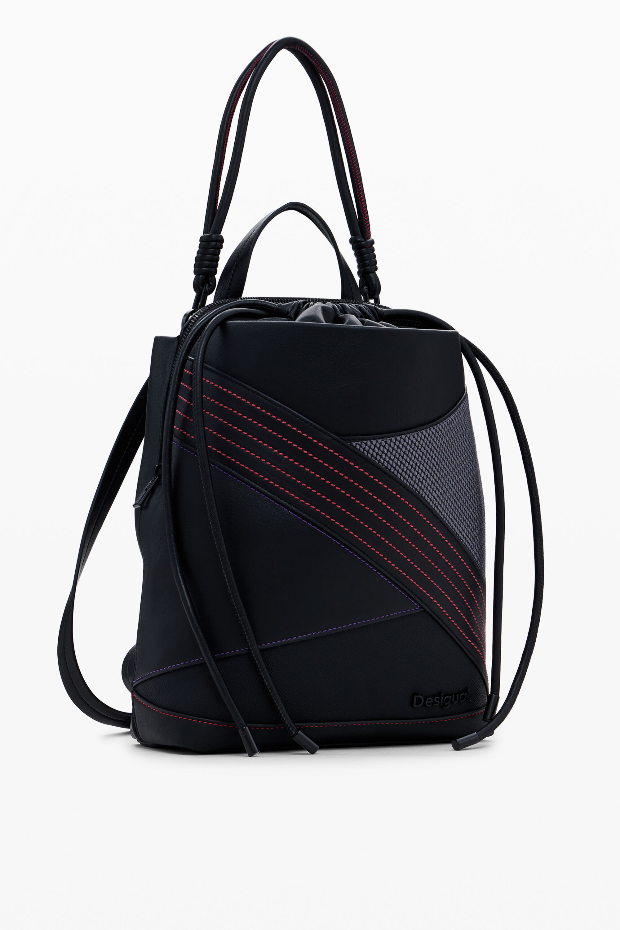 Mochila acolchoada com costuras, tamanho P