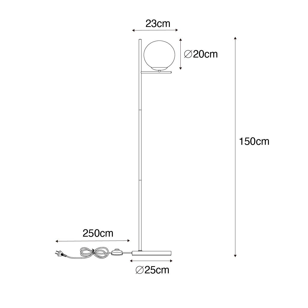 QAZQA - Design Art Deco vloerlamp, zwart met rookglas - Flore | Woonkamer | Slaapkamer - Stalen bol | Bolvormig | Langwerpig - LED-compatibel, E27