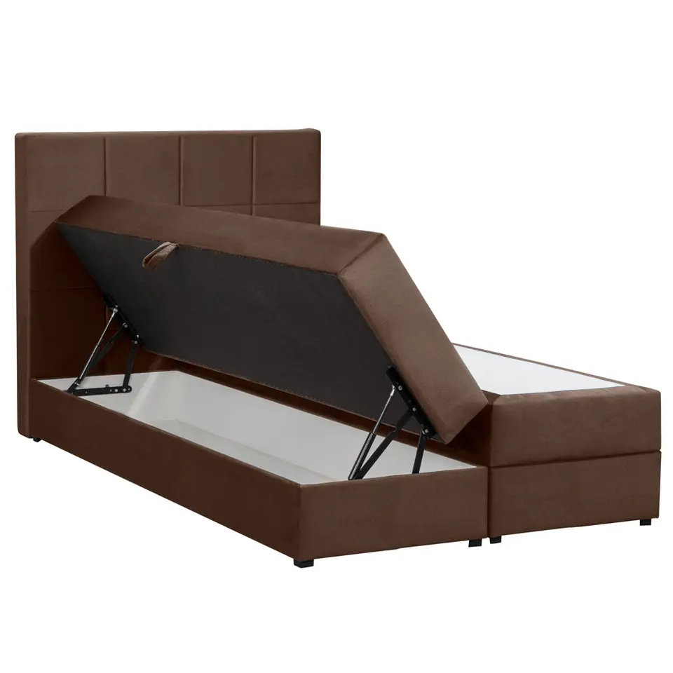 Boxspring met opbergruimte Liv geblokt - bruin - 120x200 cm