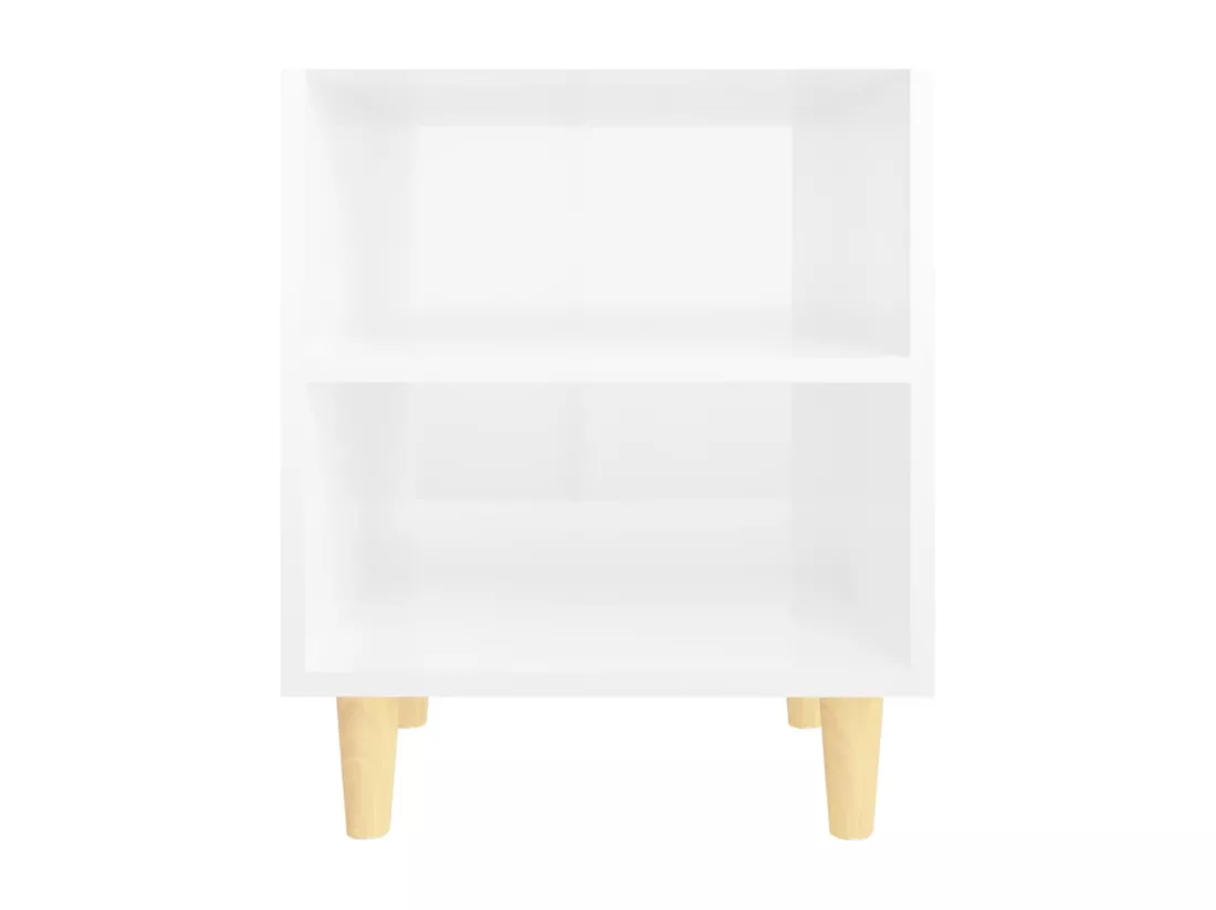 Tables de chevet pieds en bois 2 pcs Blanc brillant 40x30x50 cm