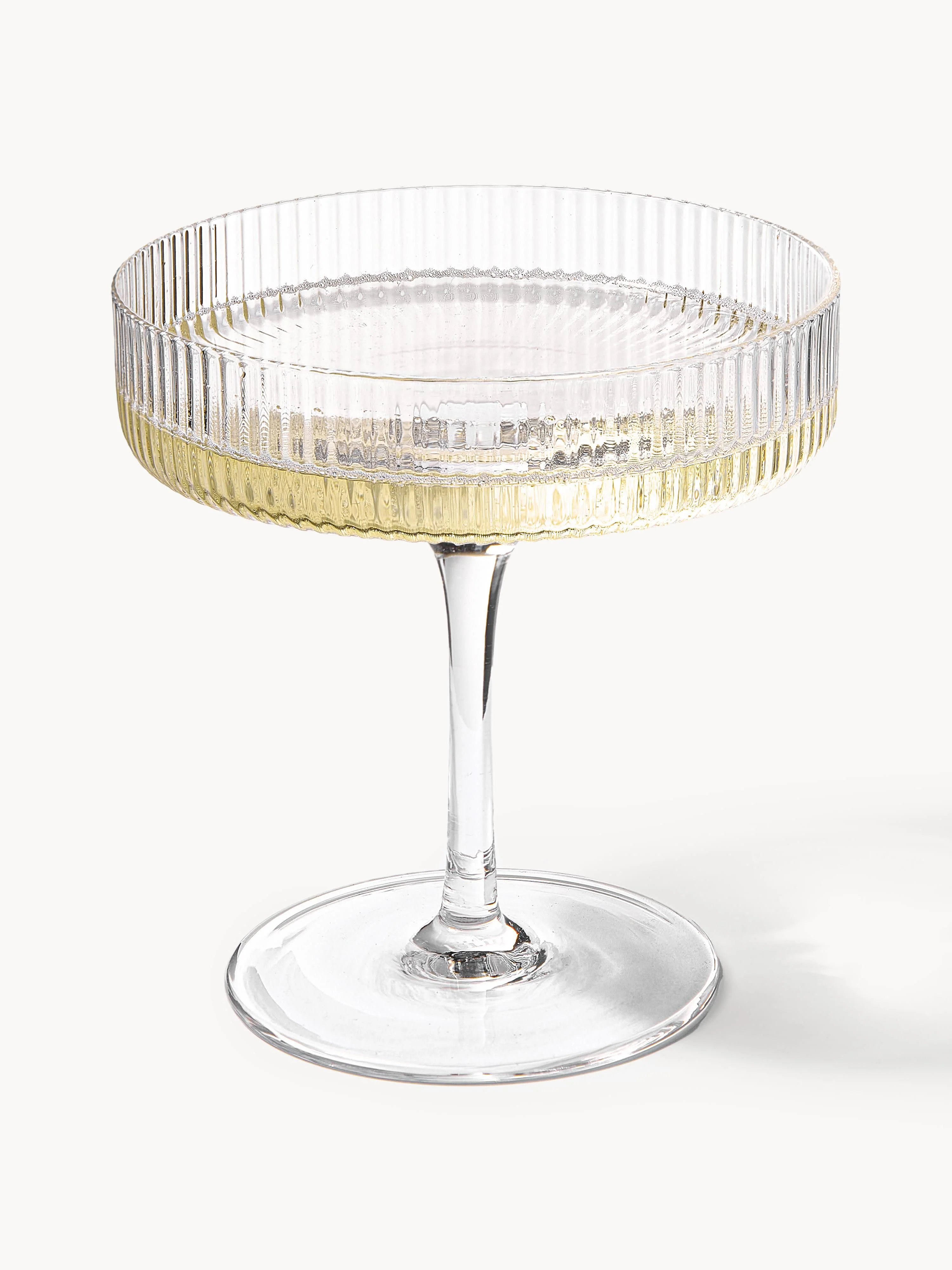 Mondgeblazen champagneglazen Ripple met groefreliëf, 2-delig