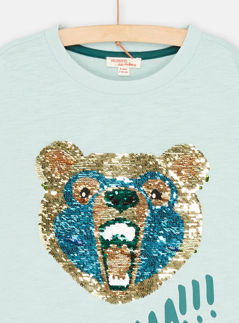 T-shirt bleu arctique à sequins réversibles pour garçon