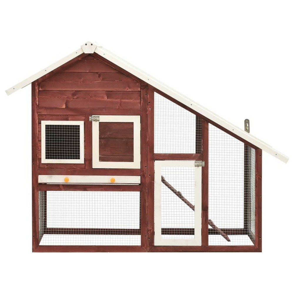 Clapier 140 x 63 x 120 cm bois de sapin massif moka et blanc