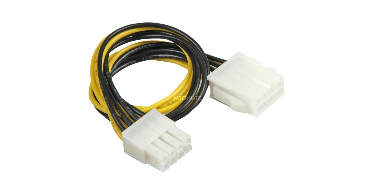 goobay8-Pin EPS verlengkabel  (Zwart/geel, 0,28 meter)